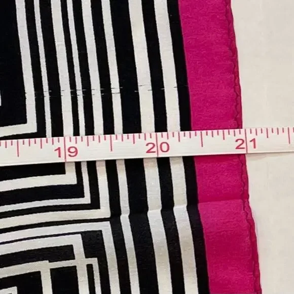 Square Silk Scarf, Pink, White, Black, 21" - Picture 5 of 5